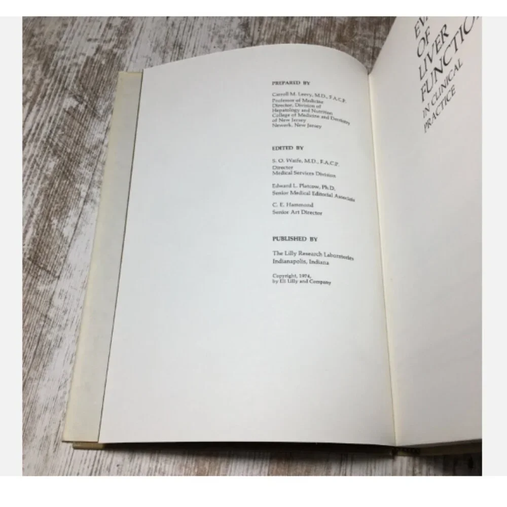 Vintage 1974 Evaluation of Liver Function Hardcover Book Waife Leevy Eli Lilly